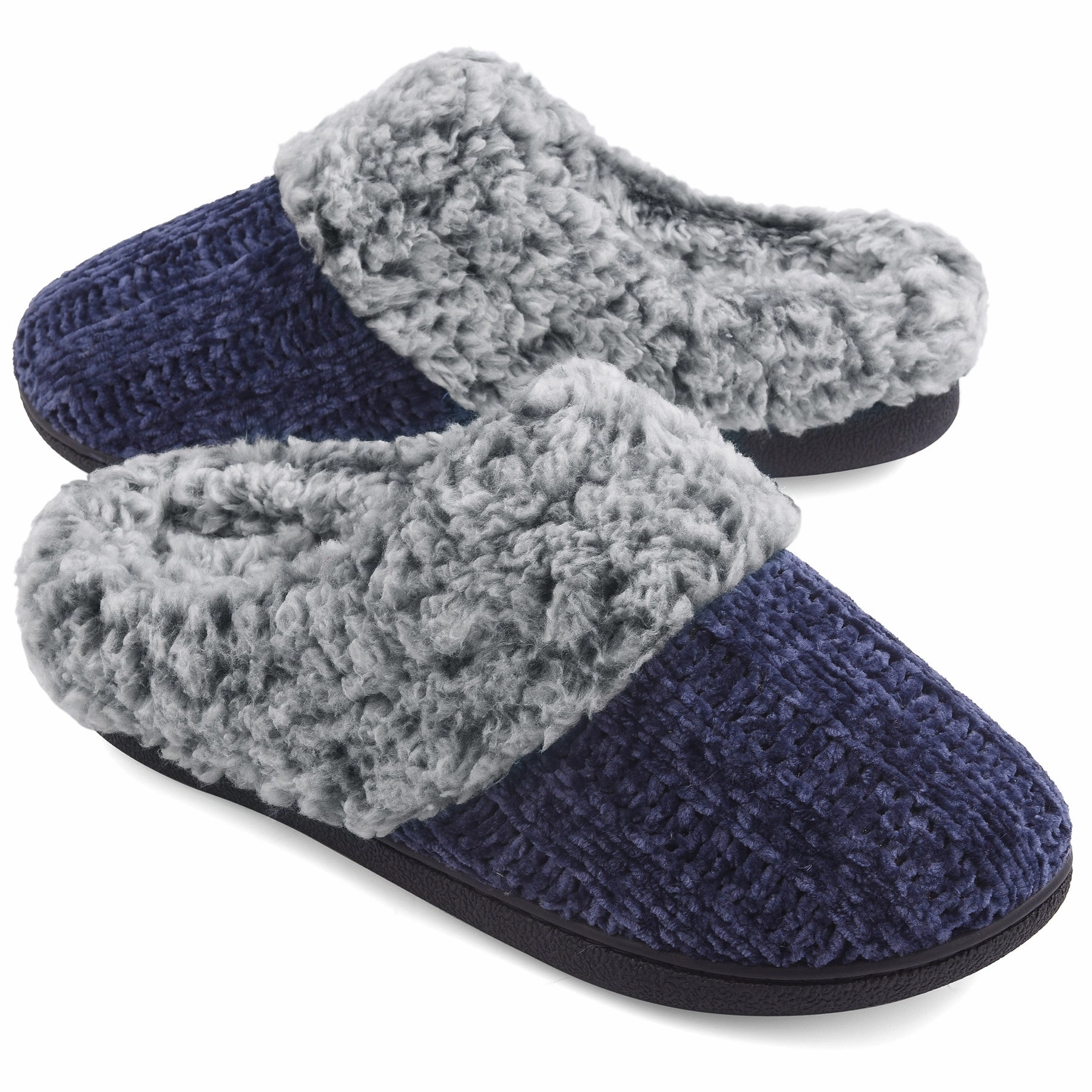VONMAY Women's Slippers Chenille Knit Slip-on Soft House Shoes Memory Foam Indoor Outdoor Slippers With The Fur