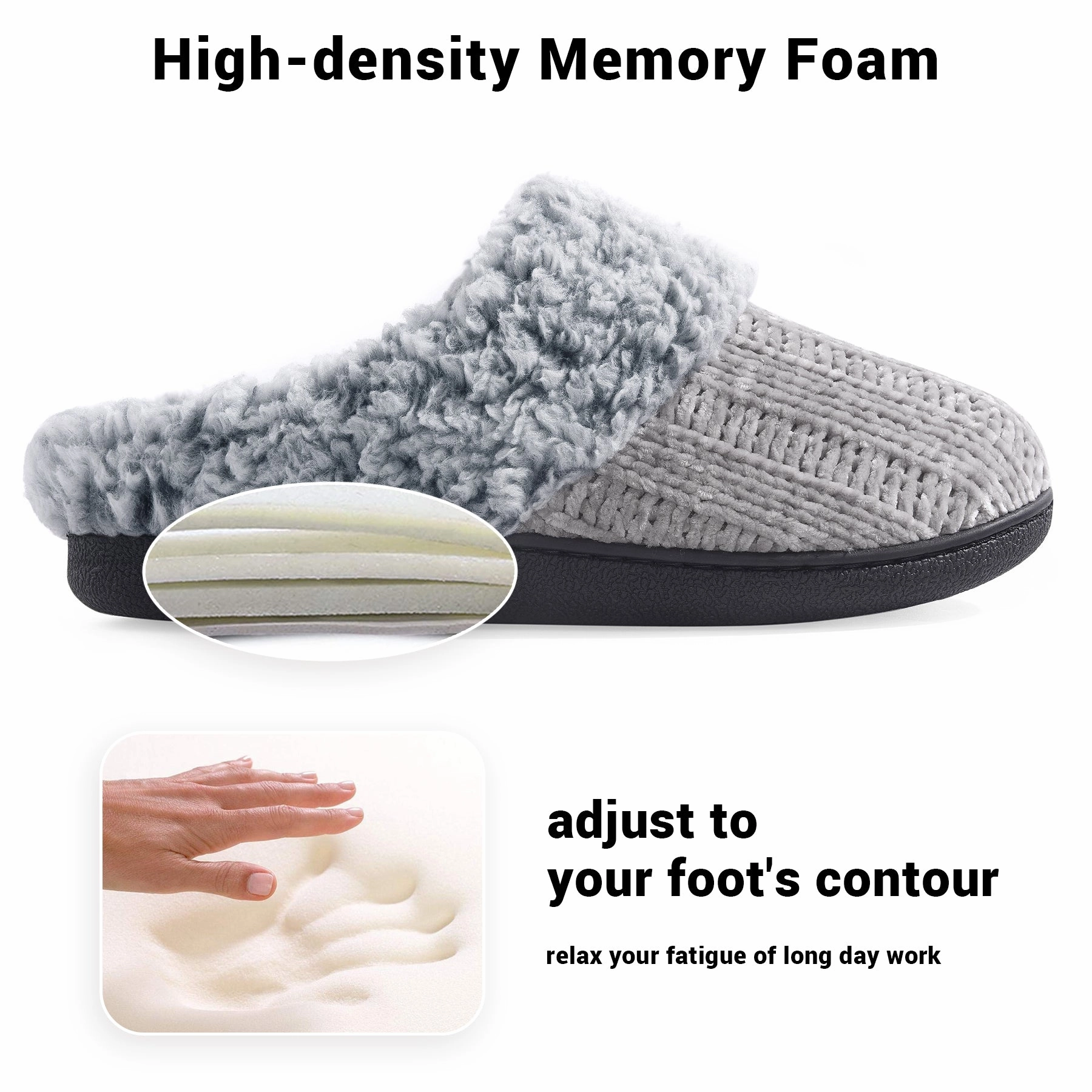 Freedom Slides VONMAY Women's Slippers Chenille Knit Slip-on Soft House Shoes Memory Foam Indoor Outdoor