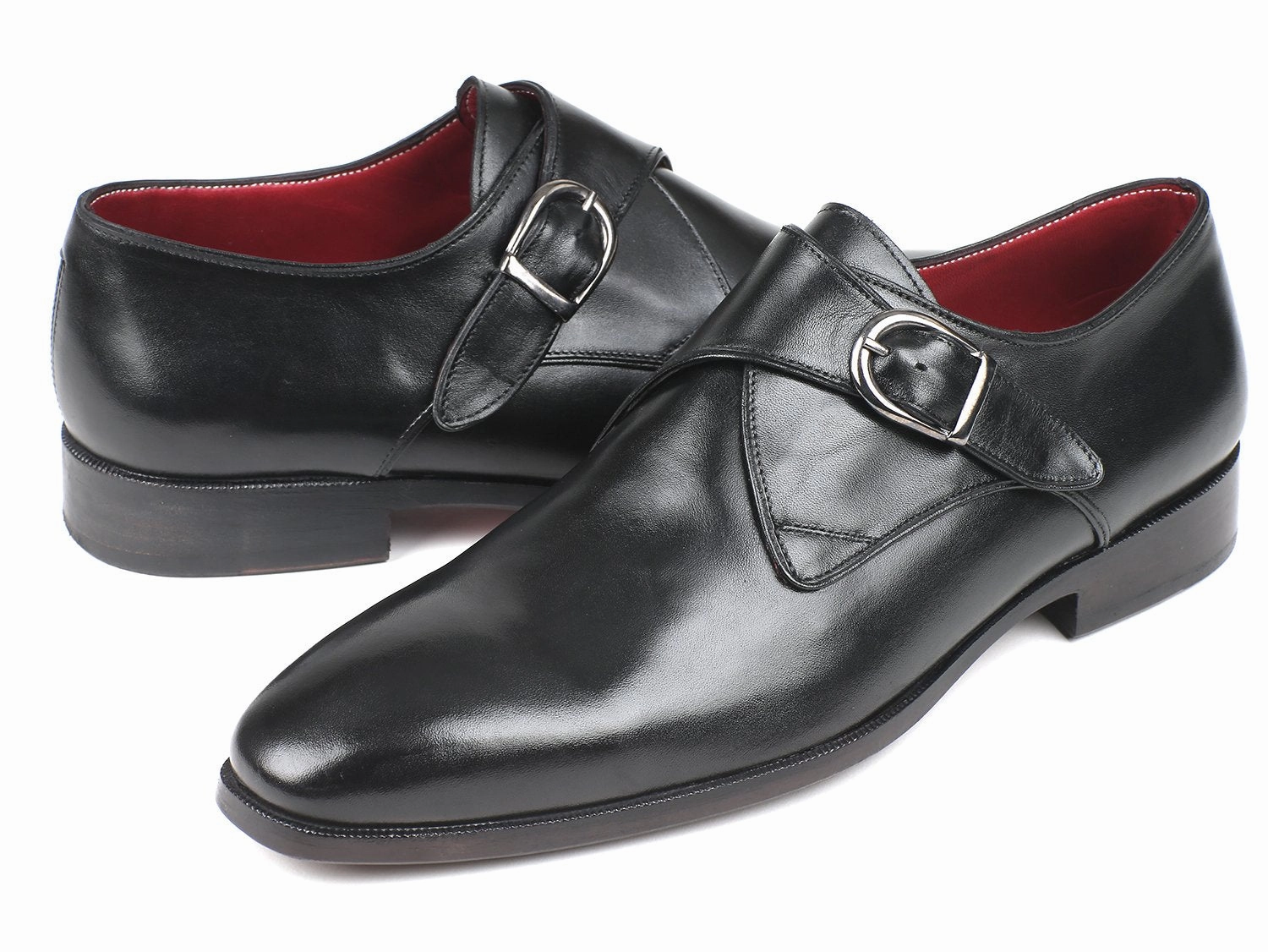 Classic Black Leather Single Monkstraps, Handmade to order. Indoor Climbing Shoes