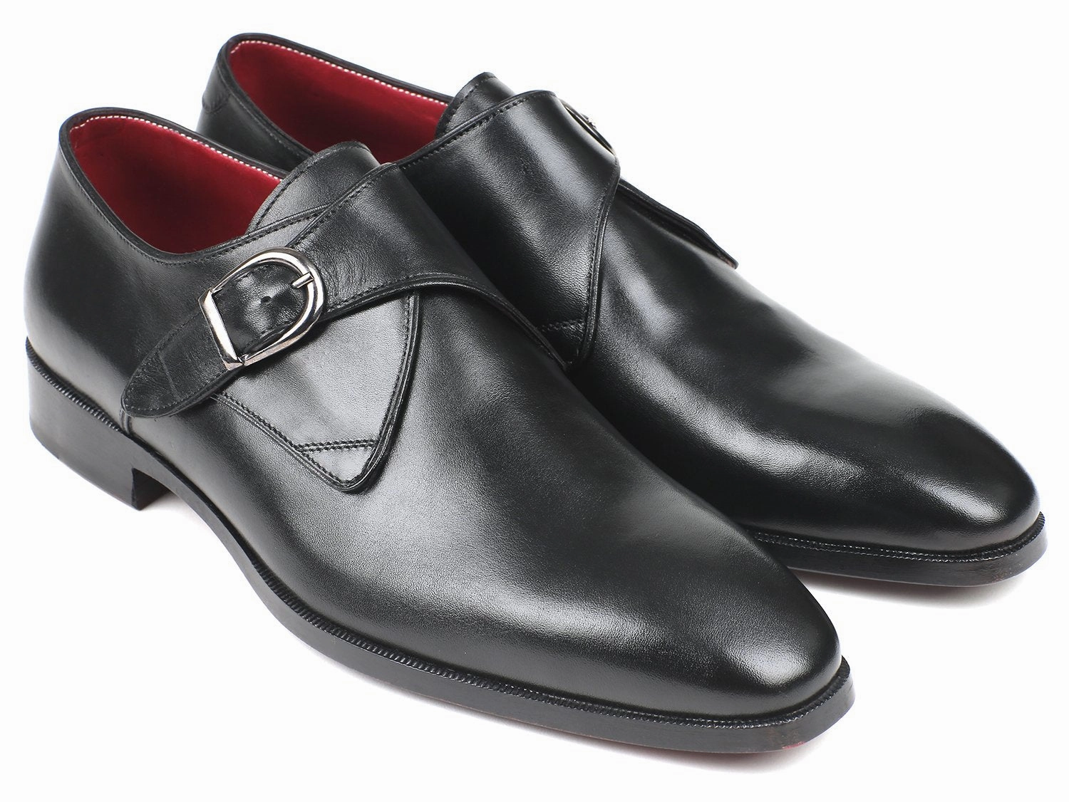 Classic Black Leather Single Monkstraps, Handmade to order. Grippiest Hiking Shoes