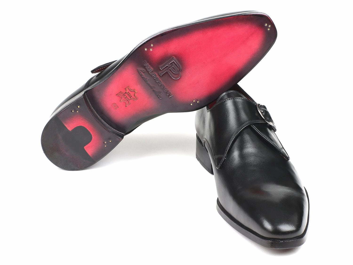 Hiking Shoes That Look Like Feet Classic Black Leather Single Monkstraps, Handmade to order.