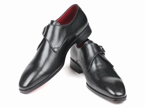 Classic Black Leather Single Monkstraps, Handmade to order. Hiking Shoes Pathfinder