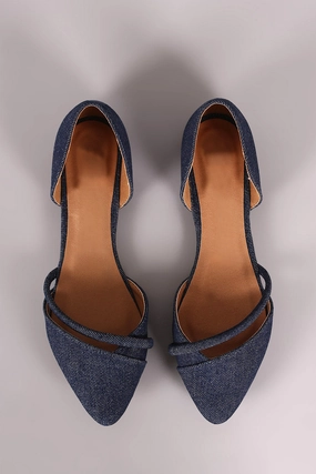 Kohls Shoes Flats Qupid Denim Pointy Toe Dorsay Flat