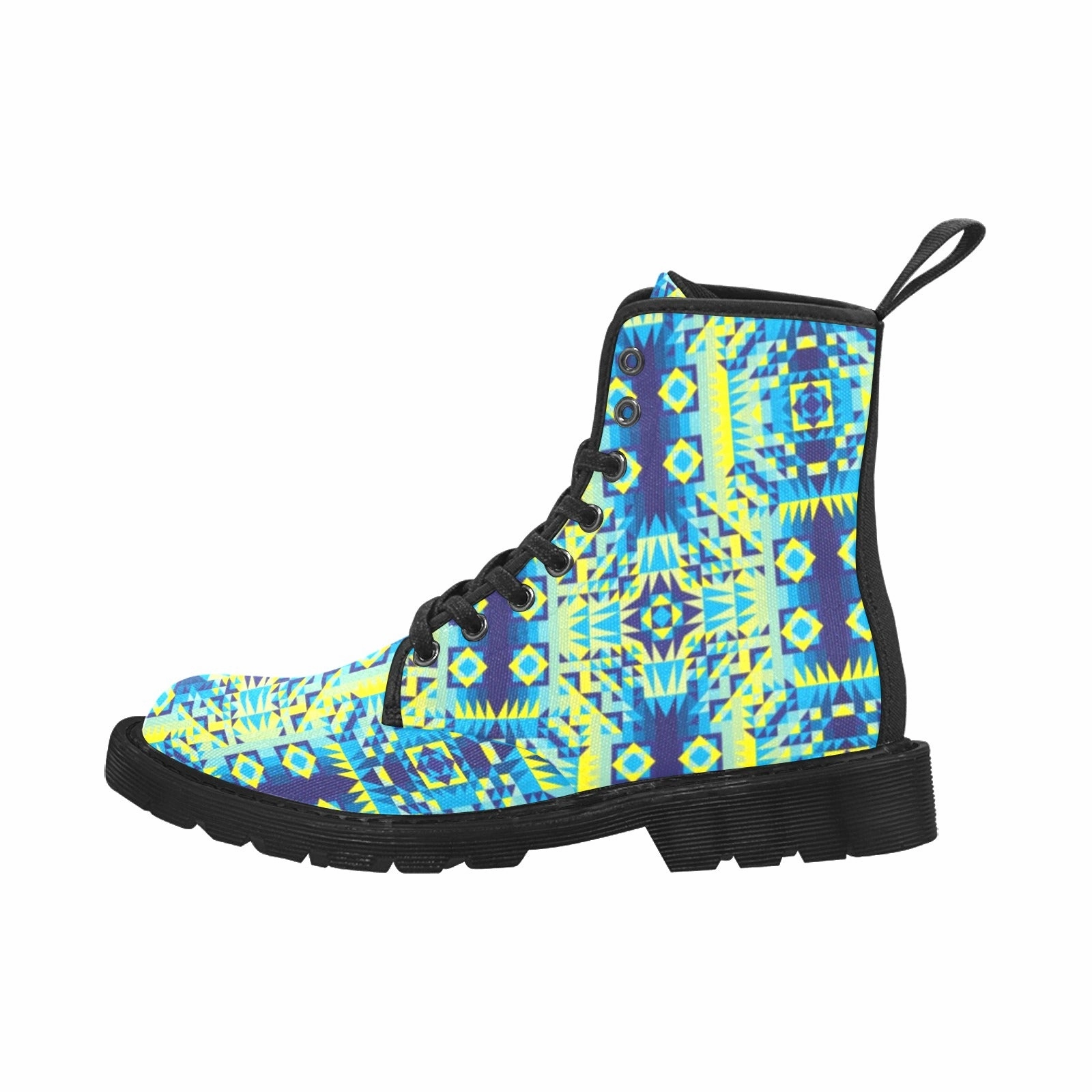 Knee High Boots Wide Calf Kaleidoscope Jaune Bleu Boots for Women (Black)