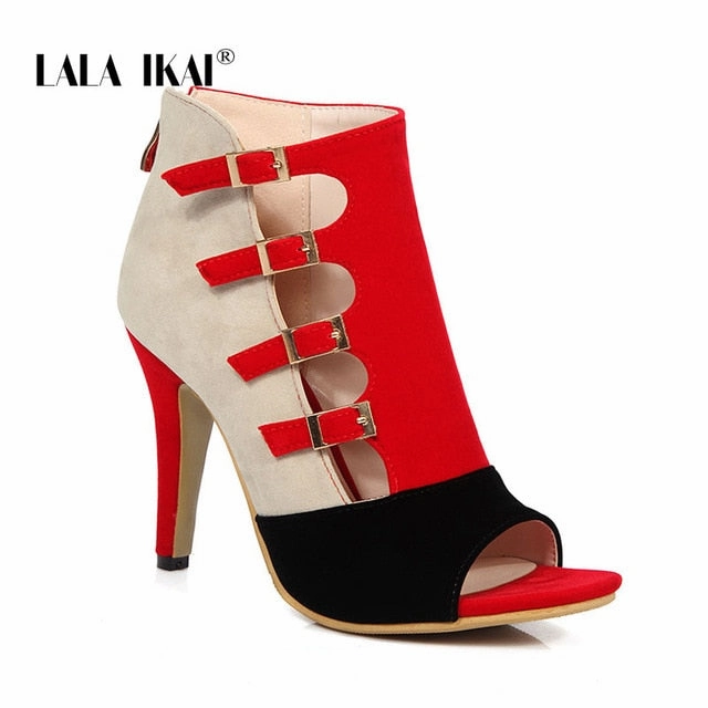 LALA IKAI Fashion Women Sandals Summer New Hot Female Fish Mouth Exposed Toe High-heeled Romanesque Ladies Shoes XWC4204-4 Swords Of Sandals