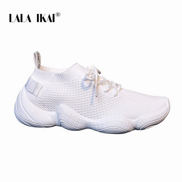 LALA IKAI Sneakers Women Spring Breathable Mesh Shoes Casual Lace Up Vulcanize Shoes Female Soft Pink Tenis Shoes 014A3796-4 574 Sneakers