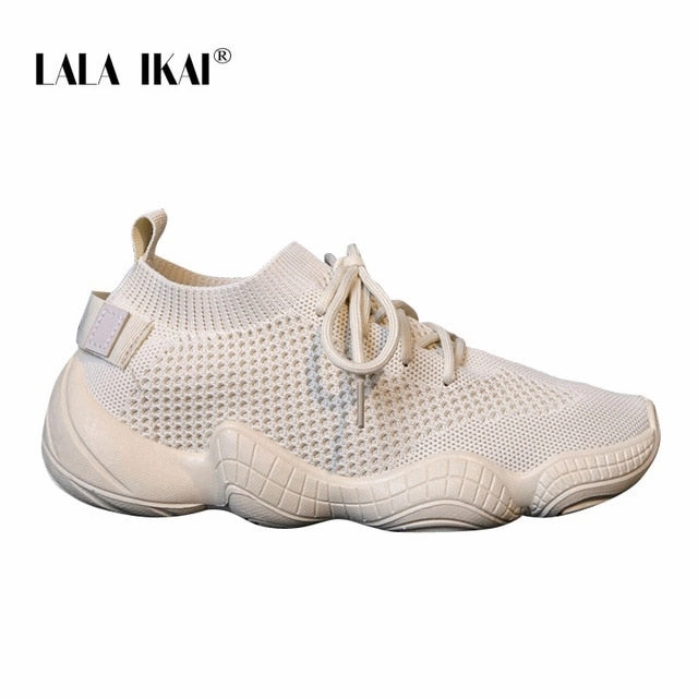 LALA IKAI Sneakers Women Spring Breathable Mesh Shoes Casual Lace Up Vulcanize Shoes Female Soft Pink Tenis Shoes 014A3796-4 Sneakers For High Arch Feet