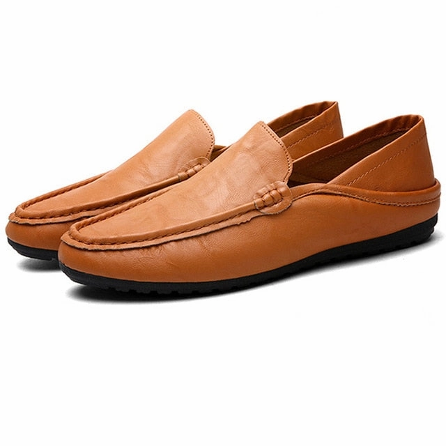 Leather Men Casual Shoes Luxury Brand Mens Loafers Moccasins Breathable Slip on Black Driving Shoes Plus Size tenis masculino Good Waterproof Shoes