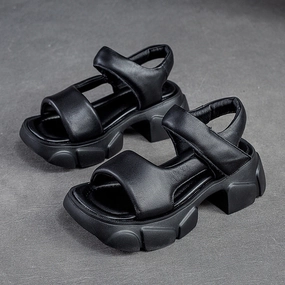 Women Summer Retro Leather Lug Sole Casual Sandals Antigua Y Barbuda