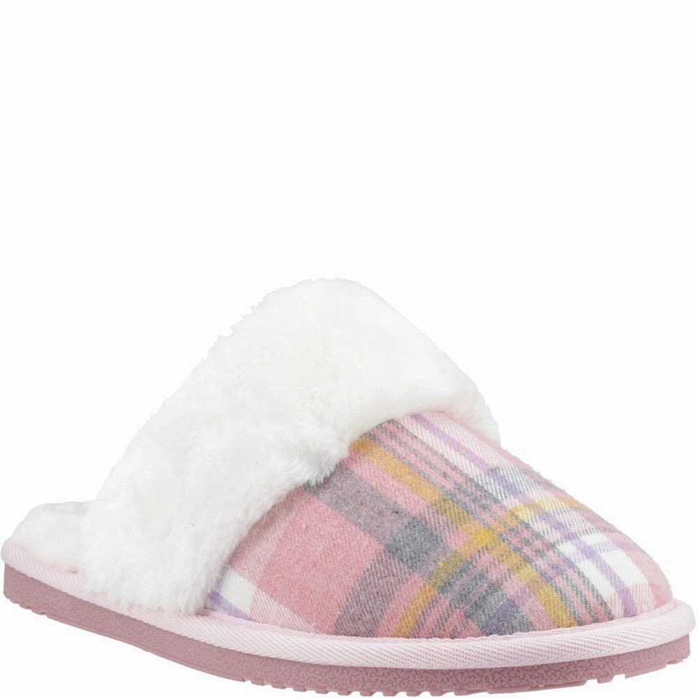 Feet Massage Slippers Pink Arianna Plaid Slippers