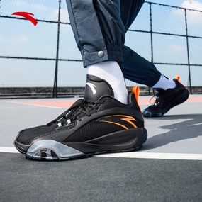 ANTA  Men Wind Tunnel 4 Basketball Shoes 1124E1605-2 -BLACK/ORANGE  (Kasut Bola Keranjang Lelaki) Badminton Shoes Under 500