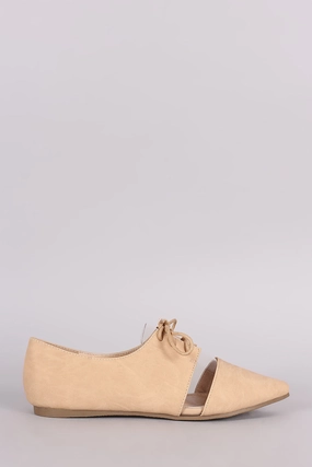 Liliana Lucite Inset Lace-Up Oxford Flat Good Workout Shoes