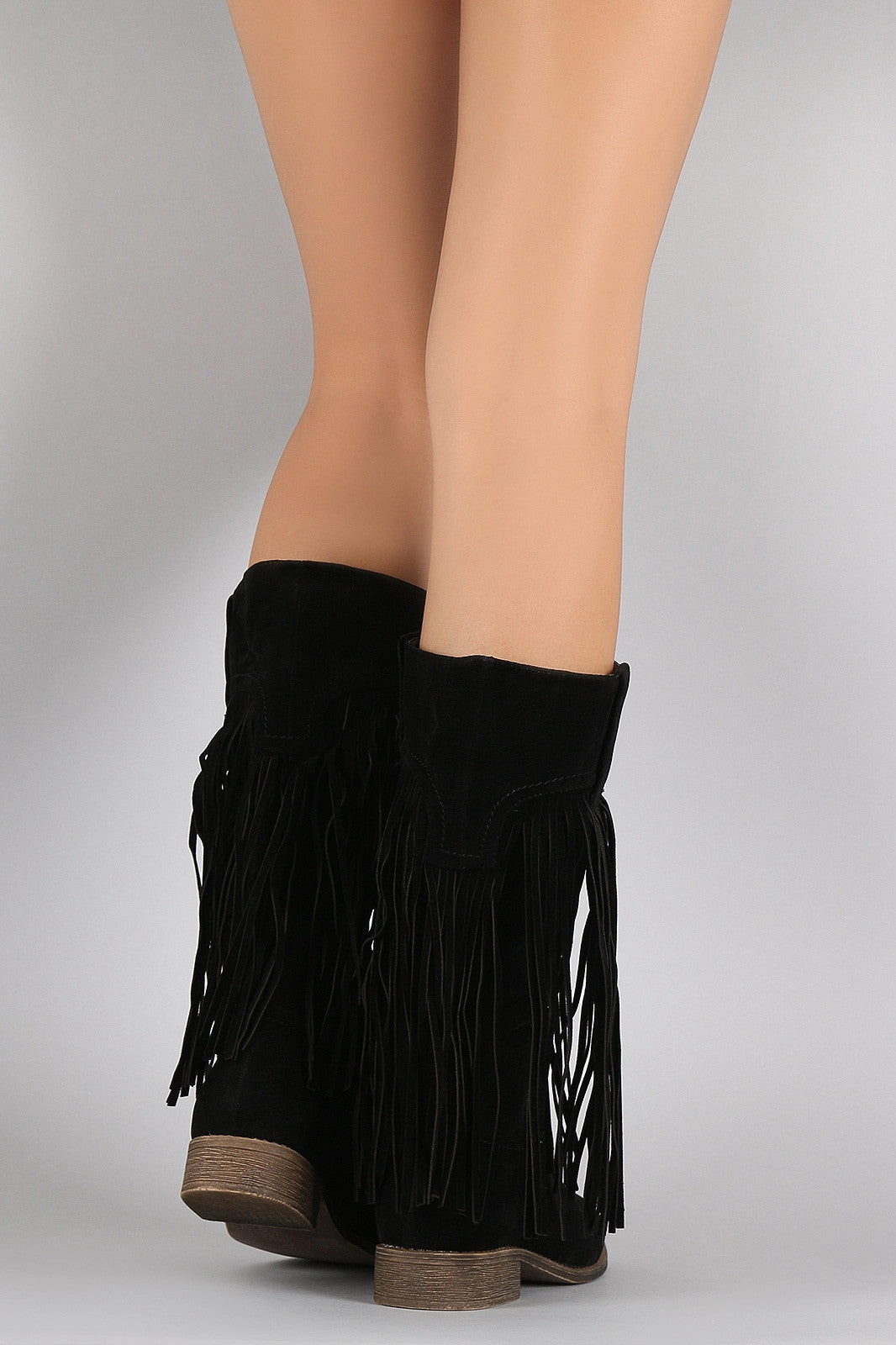 Liliana Suede Long Fringe Western Riding Boots Vaccari Boots