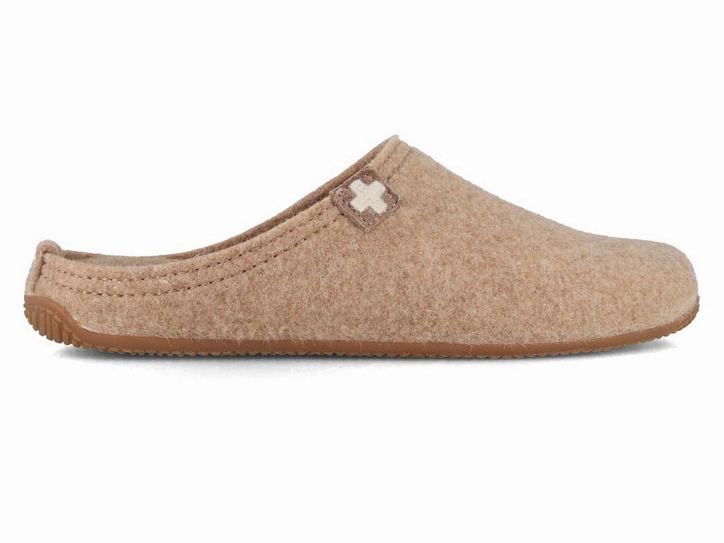 Fishing Slippers Living Kitzbhel Women Felt Slippers 'Swiss cross', natural