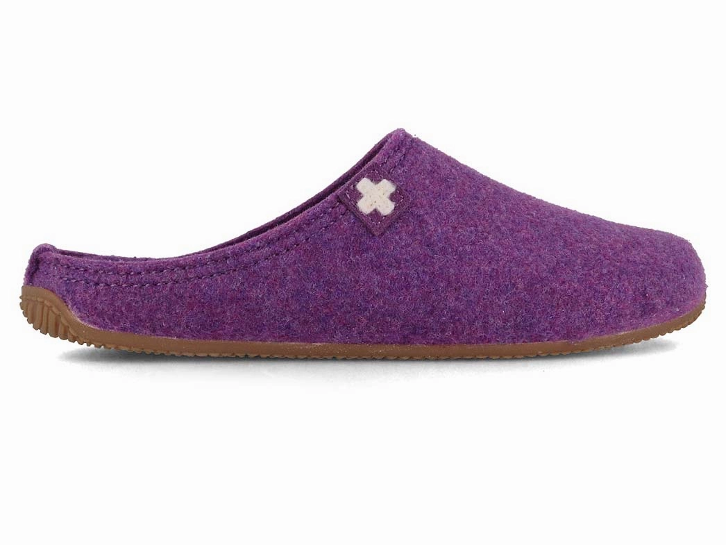 Living Kitzbhel Women Felt Slippers 'Swiss Cross', purple magic Playboy Slippers