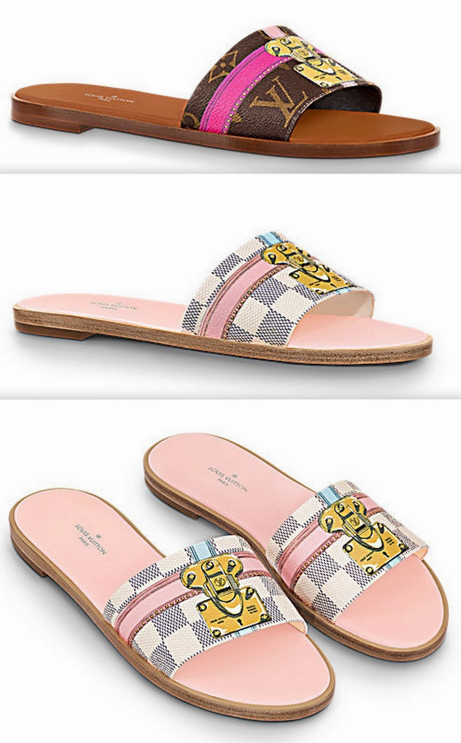 Flat Shoes For Teachers Lock It Flat Mule Shoes - Brown/Monogram, White/Damier