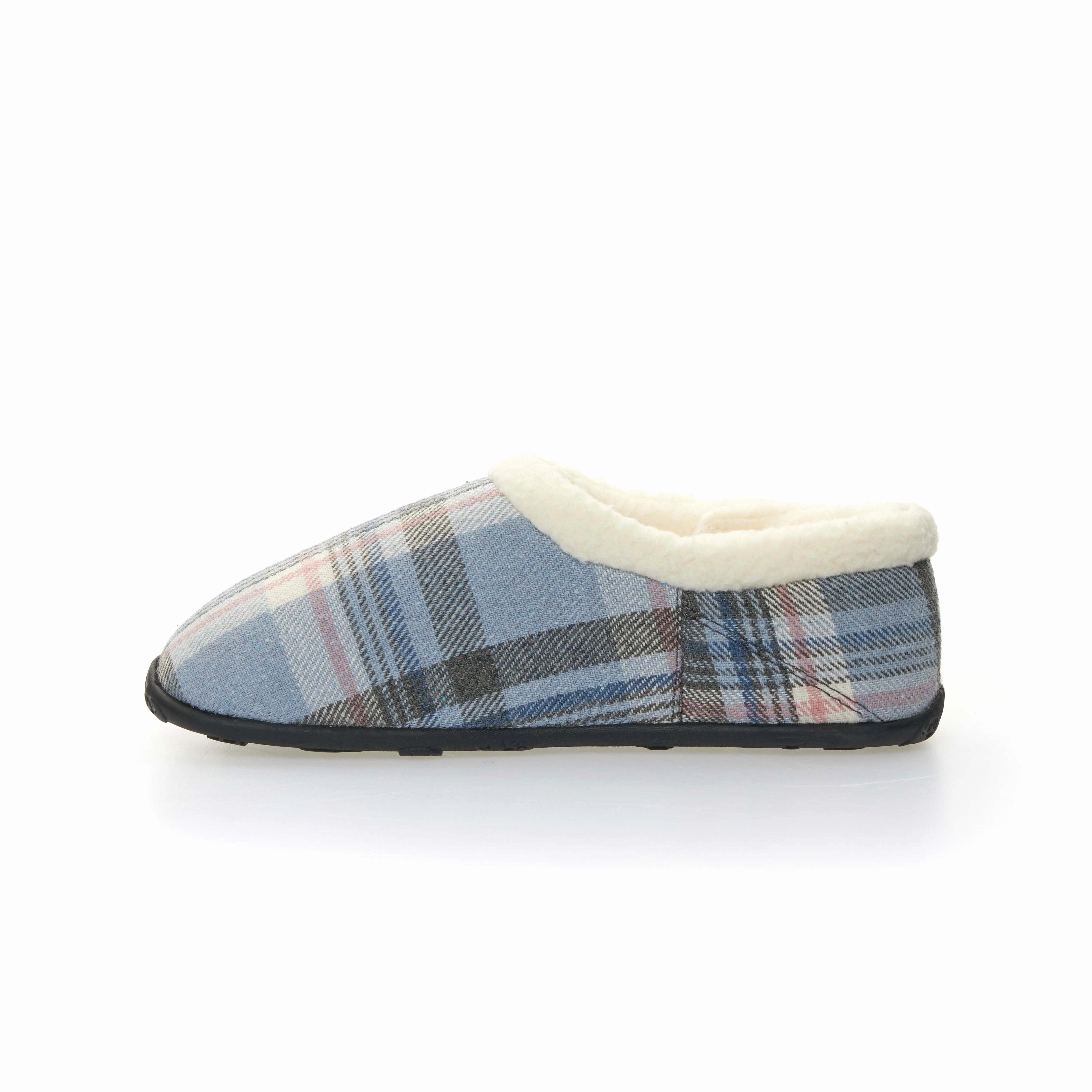 Maddie - Lavender Grey Check Women's Slippers Heel Pain Slippers