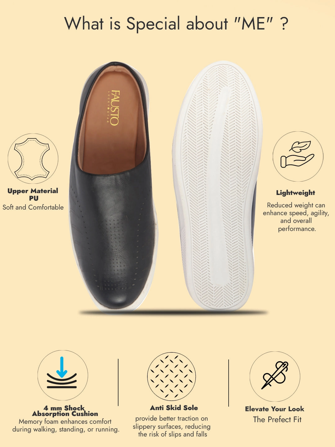 European Style Casual Shoes Men Black Back Open Stylish Design Slip On Shoes