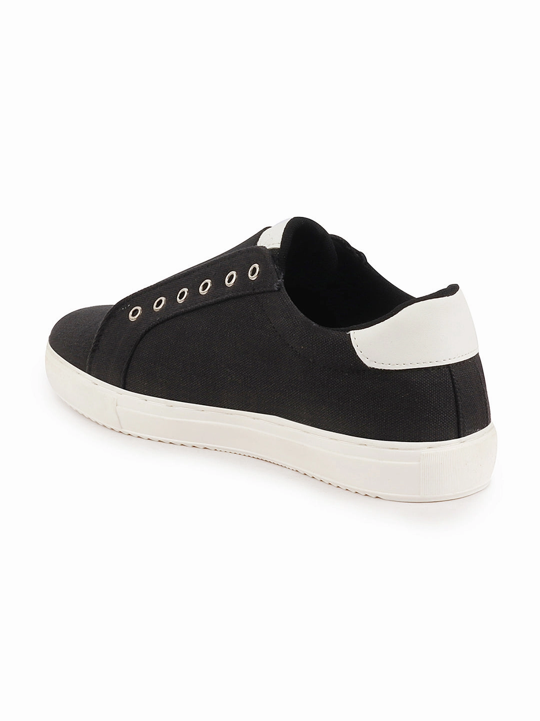 Men Black Elastic Closure Comfort Canvas Denim Slip On Sneaker Shoes Good Looking Casual Shoes