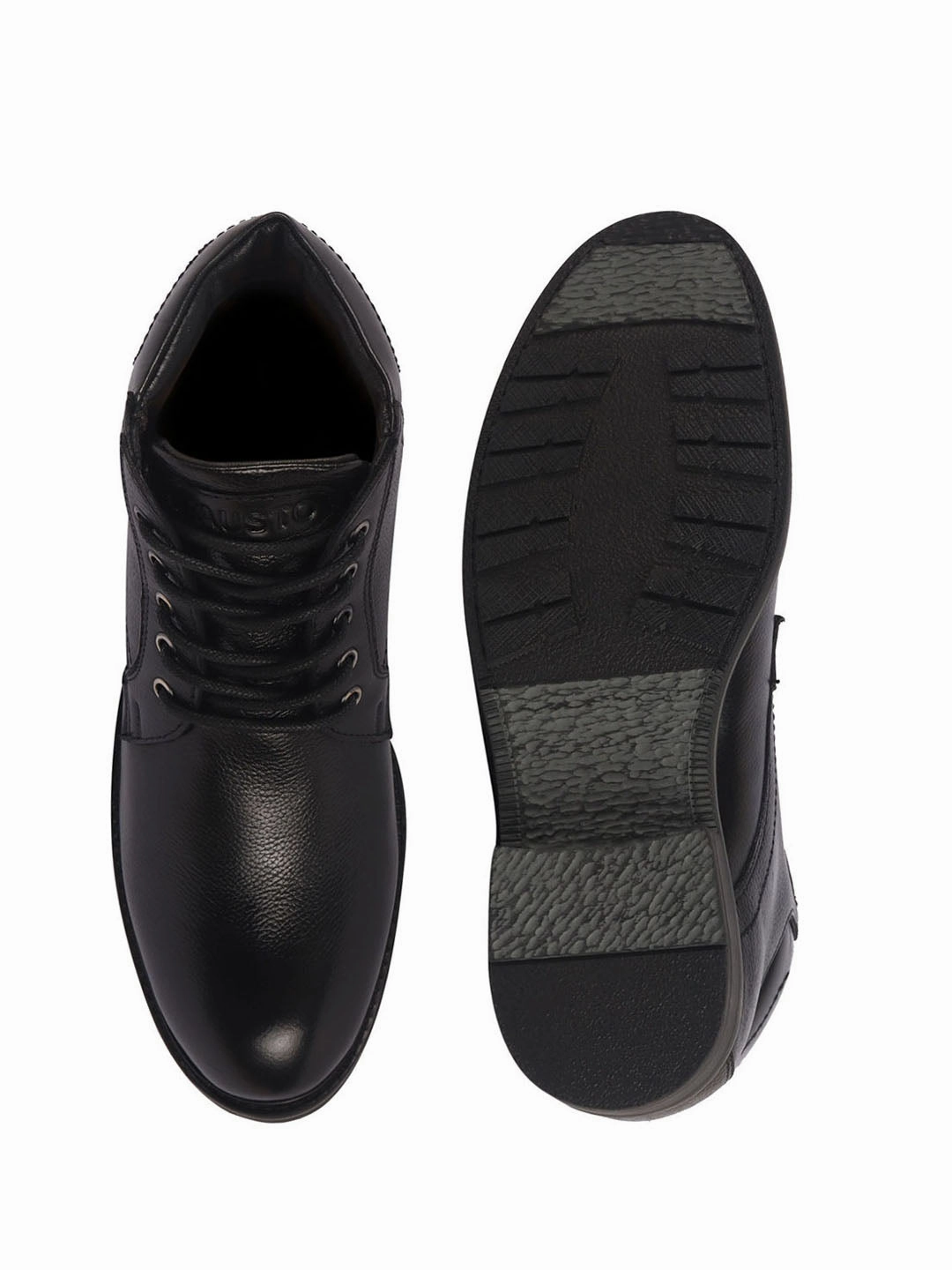 Men Black Genuine Leather 5-Eye Lace Up Boots for Trekking and Hiking|High Ankle Boots|Anti Skid Sole Moncler Peak Hiking Boots