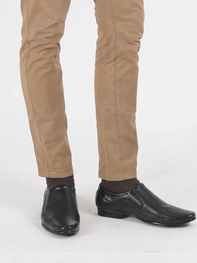 Men Black Genuine Leather Textured Formal Dress Slip On Shoes For Office|Work|Loafer|Half Shoes|Cut Shoe Hs Badminton Shoes