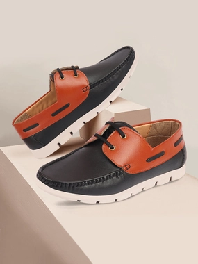 Kaptir 3.0 Casual Shoes Men Black Side Lace Stitched Design Lace Up Boat Shoes