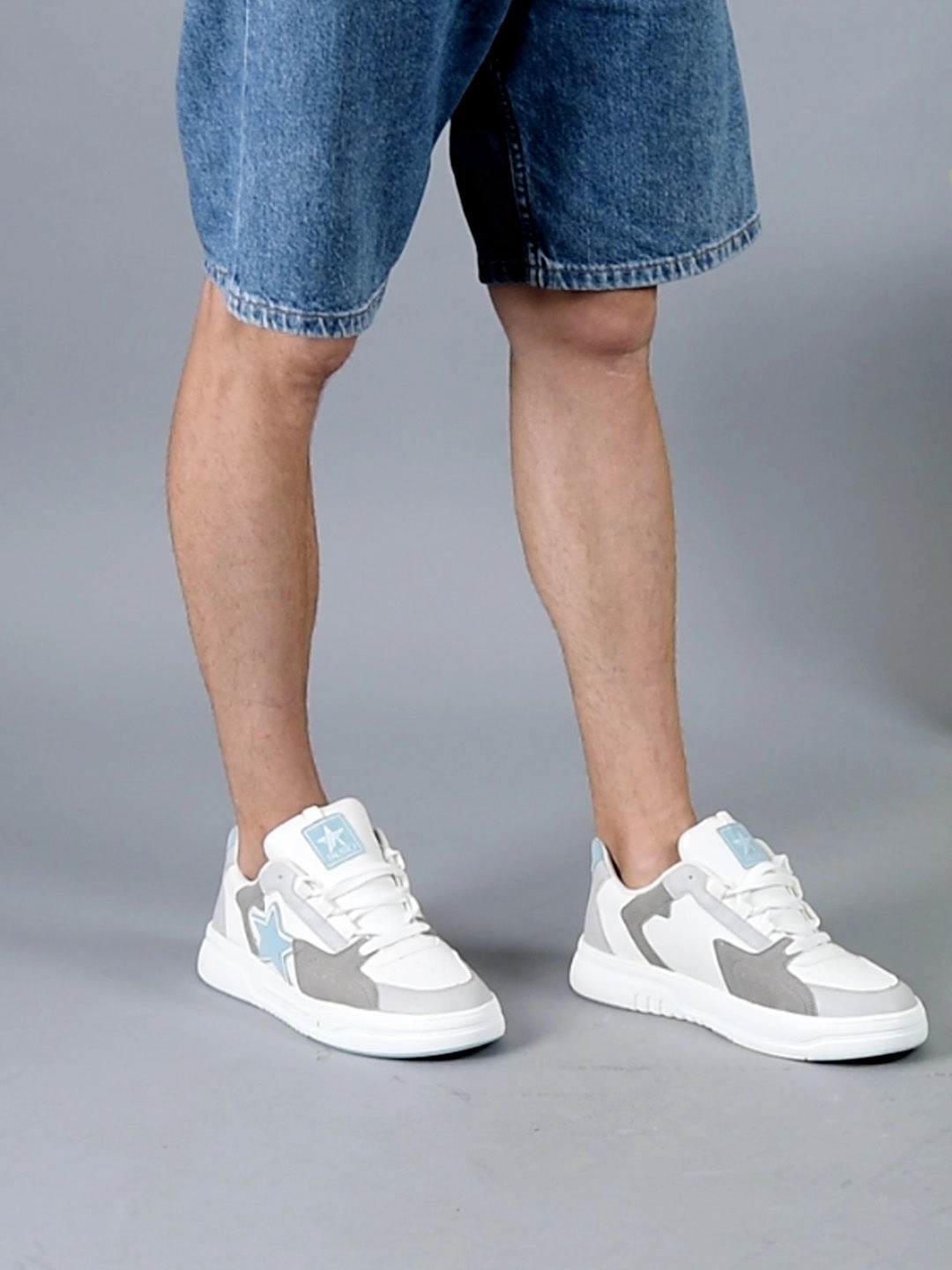 Canvas Casuals Shoes Men Blue Colorblocked Mid Top Breathable Lace-Up Sneaker Shoes|Memory Cushion Casual Shoes|Chunky Streetwear Fashion Sneakers