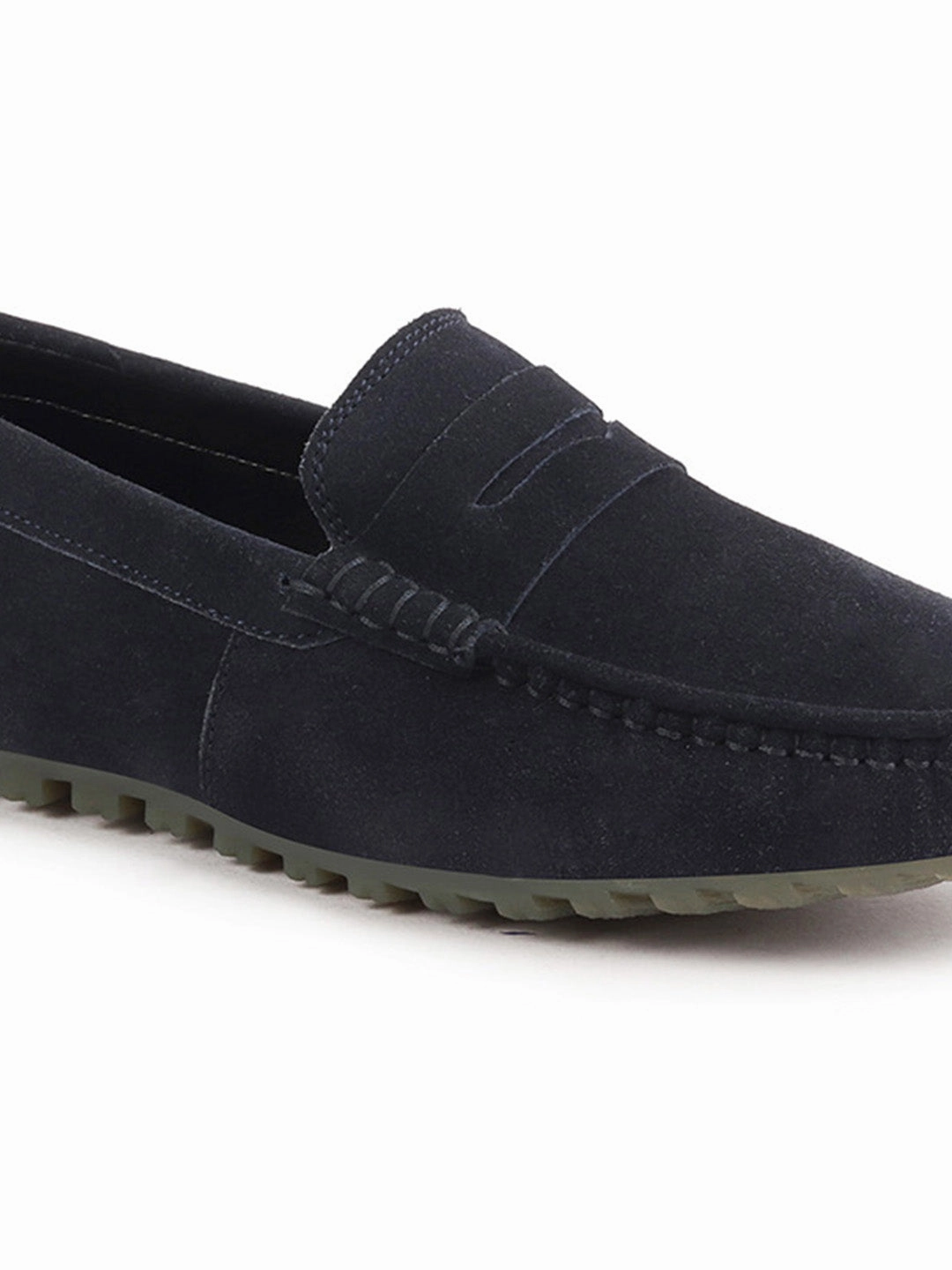 Men Blue Suede Leather Side Stitched Slip On Driving Loafers and Mocassin Casual Shoes To Wear With Black Chinos