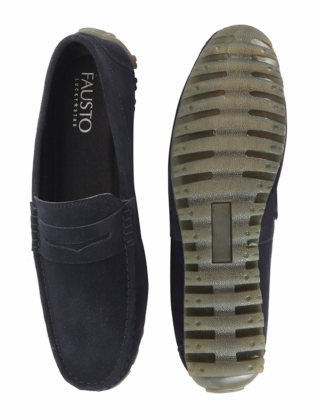 Izod Slip On Casual Shoe Men Blue Suede Leather Side Stitched Slip On Driving Loafers and Mocassin