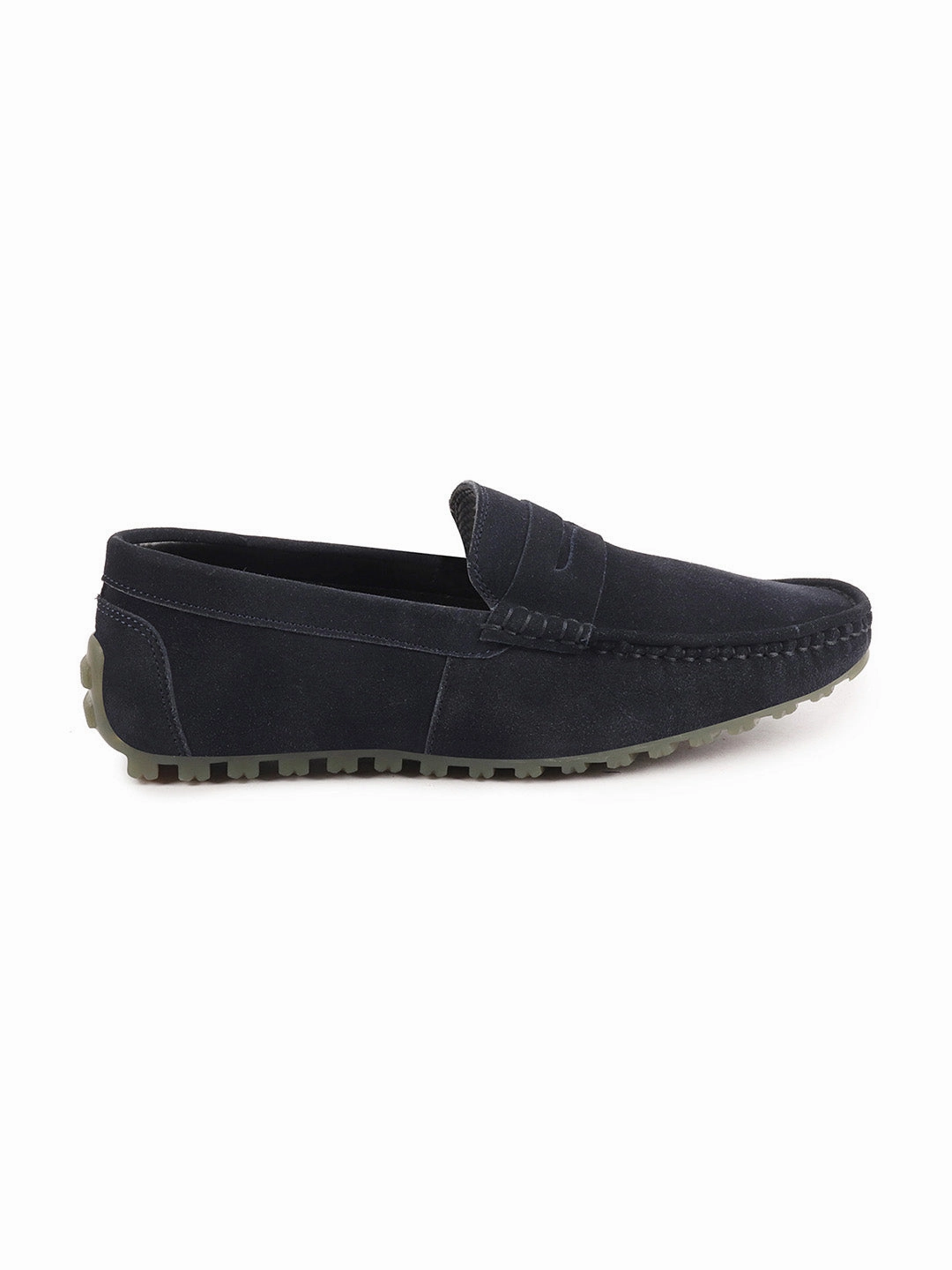 Men Blue Suede Leather Side Stitched Slip On Driving Loafers and Mocassin Samoa Casual Shoes