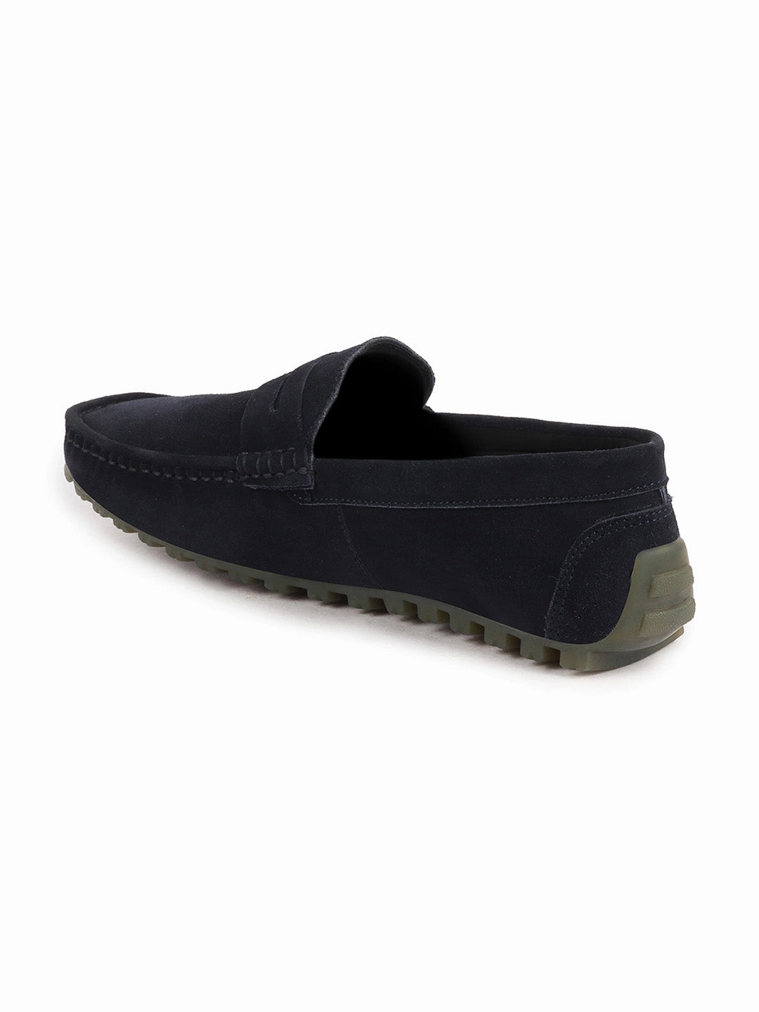 Men Blue Suede Leather Side Stitched Slip On Driving Loafers and Mocassin Casual Shoes Gq