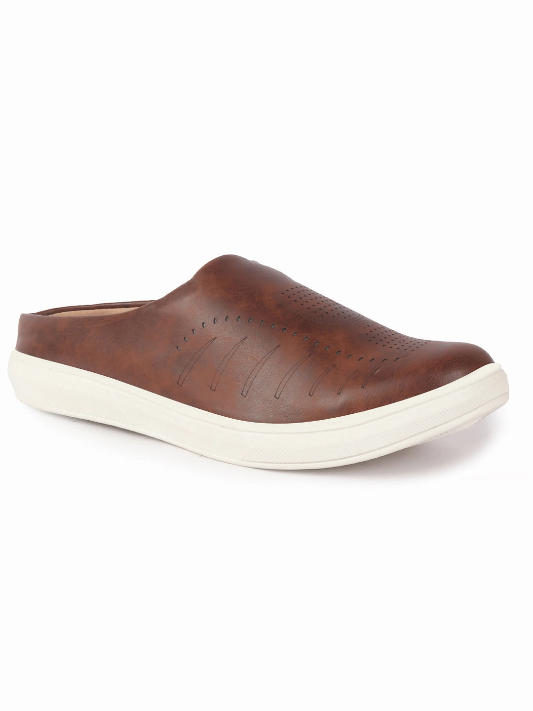 Casual Stylish Shoes Men Brown Back Open Stylish Design Slip On Shoes