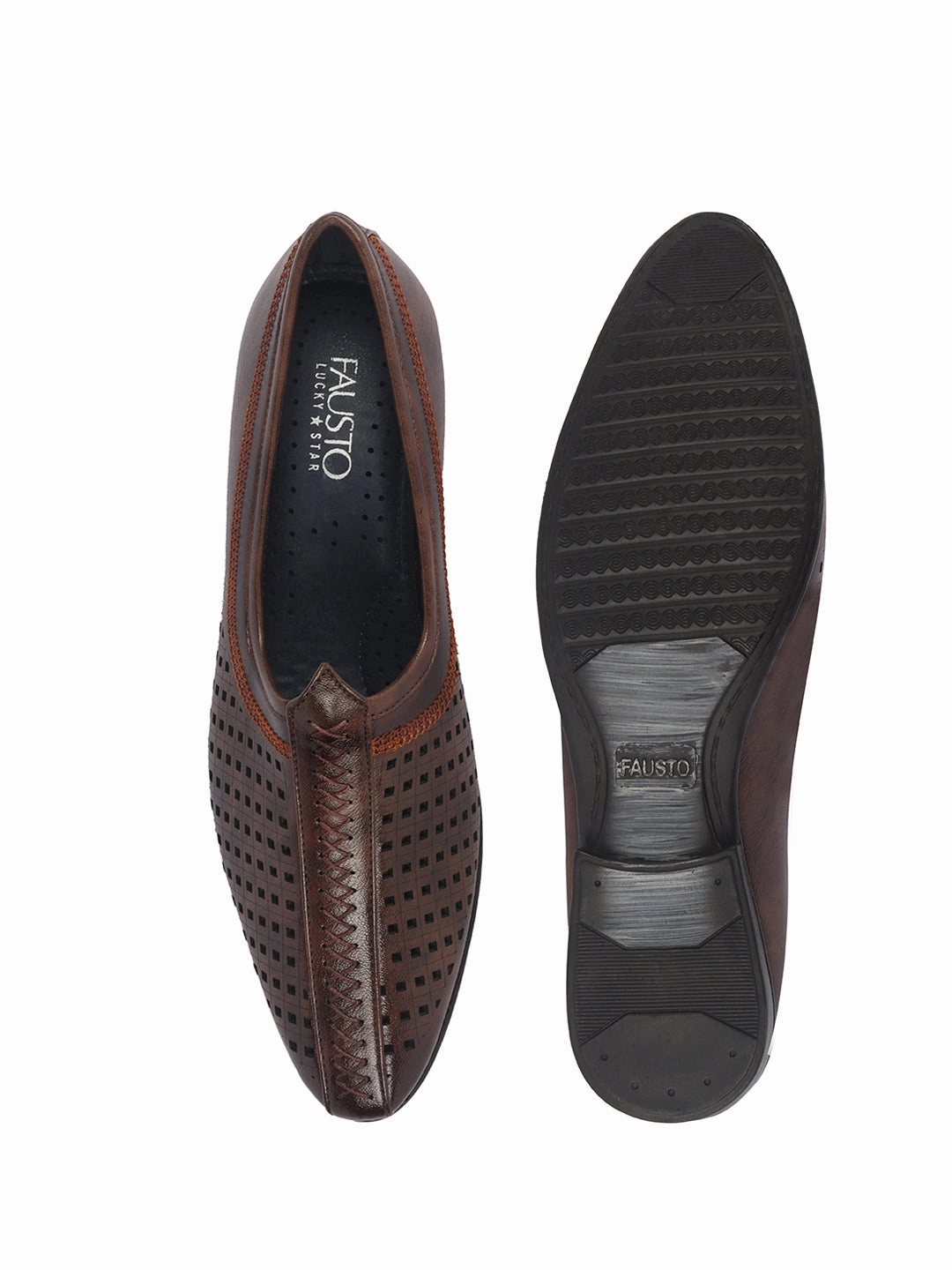 Men Brown Breathable Traditional Wedding Slip On Ethnic Juttis and Mojaris|Party Slip On Evening Shoes|Traditinal Kurta Shoes Lightweight Packable Hiking Shoes