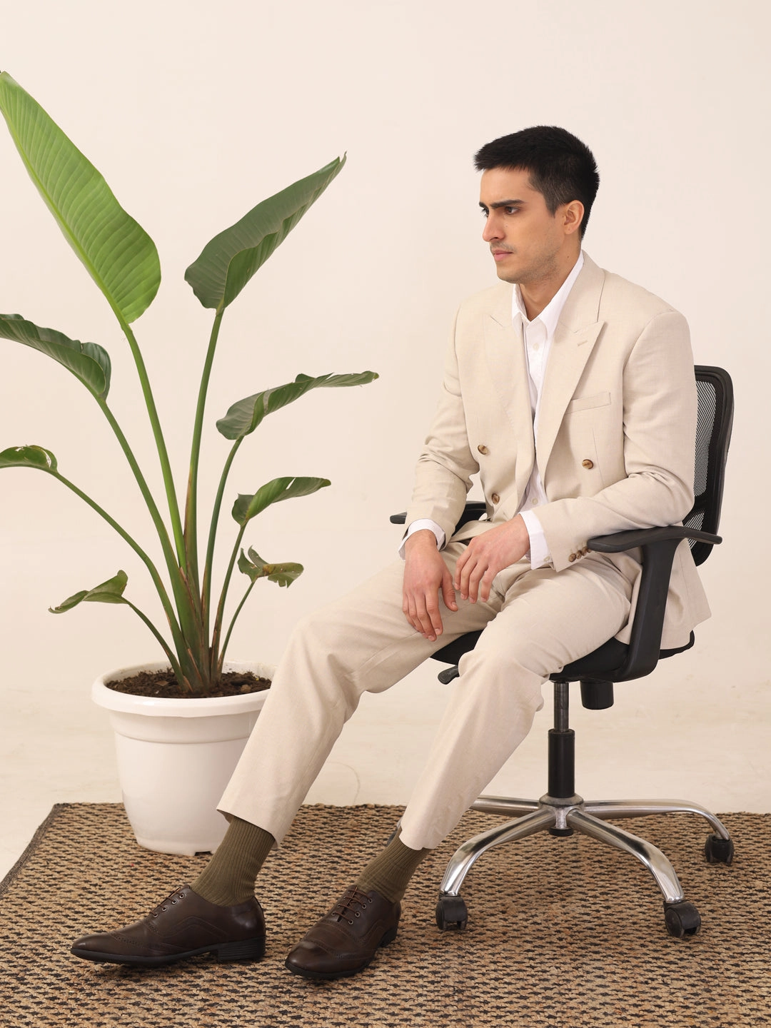 Beat Hiking Shoes Men Brown Formal Office Round Toe Comfort Brogue Lace Up Shoes