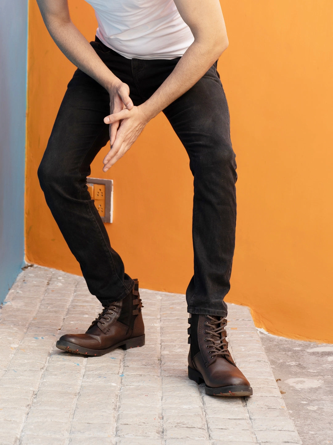 Men Brown High Ankle Genuine Leather Side Zipper 7-Eye Lace Up Classic Hiking Flat Boots Merrell Moab 3 Apex Mid Waterproof Hiking Boots