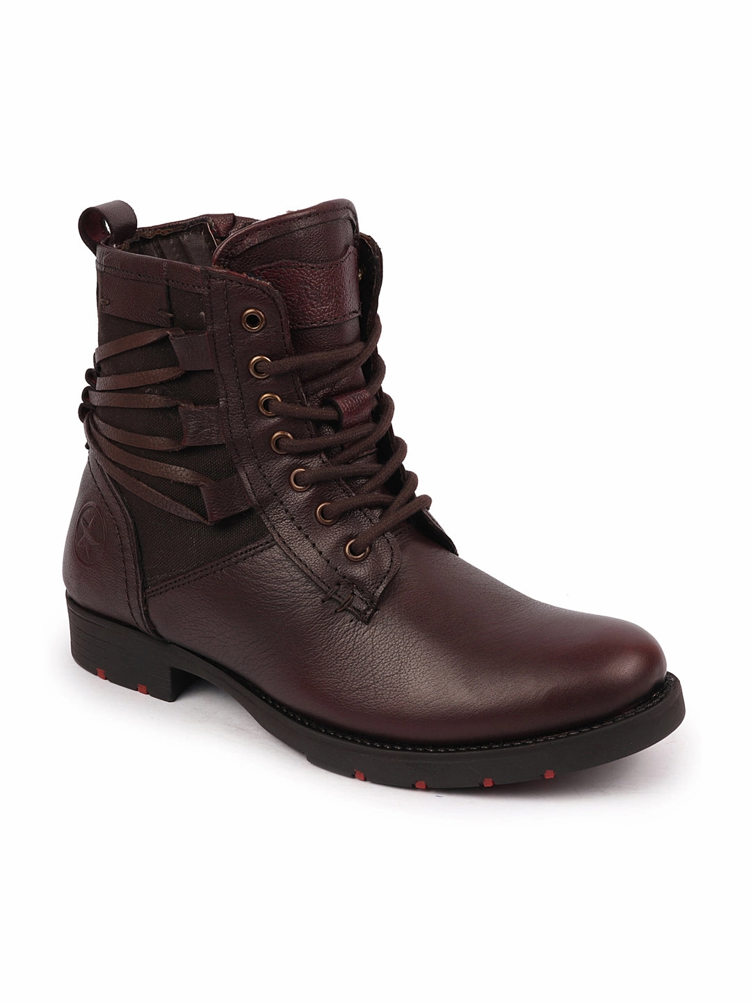 Men Brown High Ankle Genuine Leather Side Zipper 7-Eye Lace Up Classic Hiking Flat Boots Hiking Boots That Will Last A Lifetime