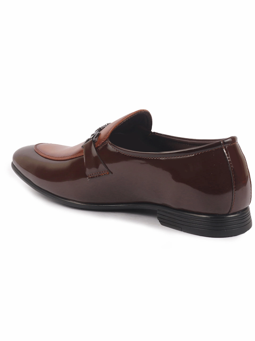 Casual Outfits Shoes Men Brown Patent Leather Horsebit Buckle Party Formal Slip On Shoes|Tuxedo Slip On Shoe with Comfort