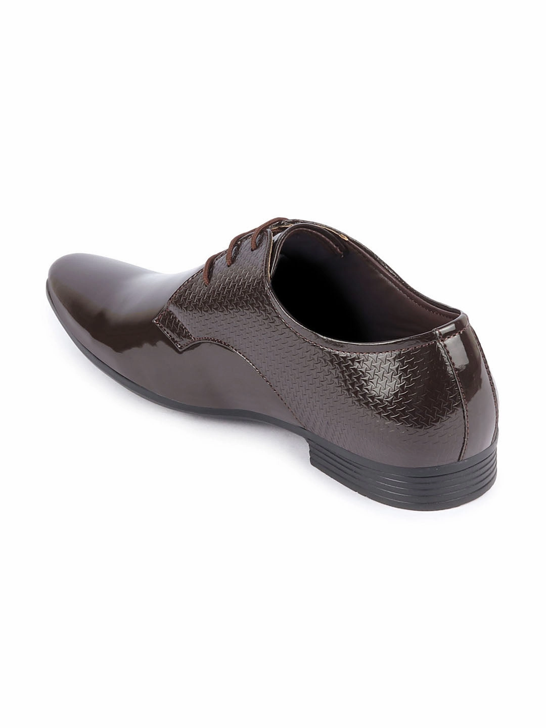 Men Brown Patent Leather Shine Textured Print Pointed Toe Party Wedding Lace Up Derby Shoes Cute Hiking Shoes Waterproof