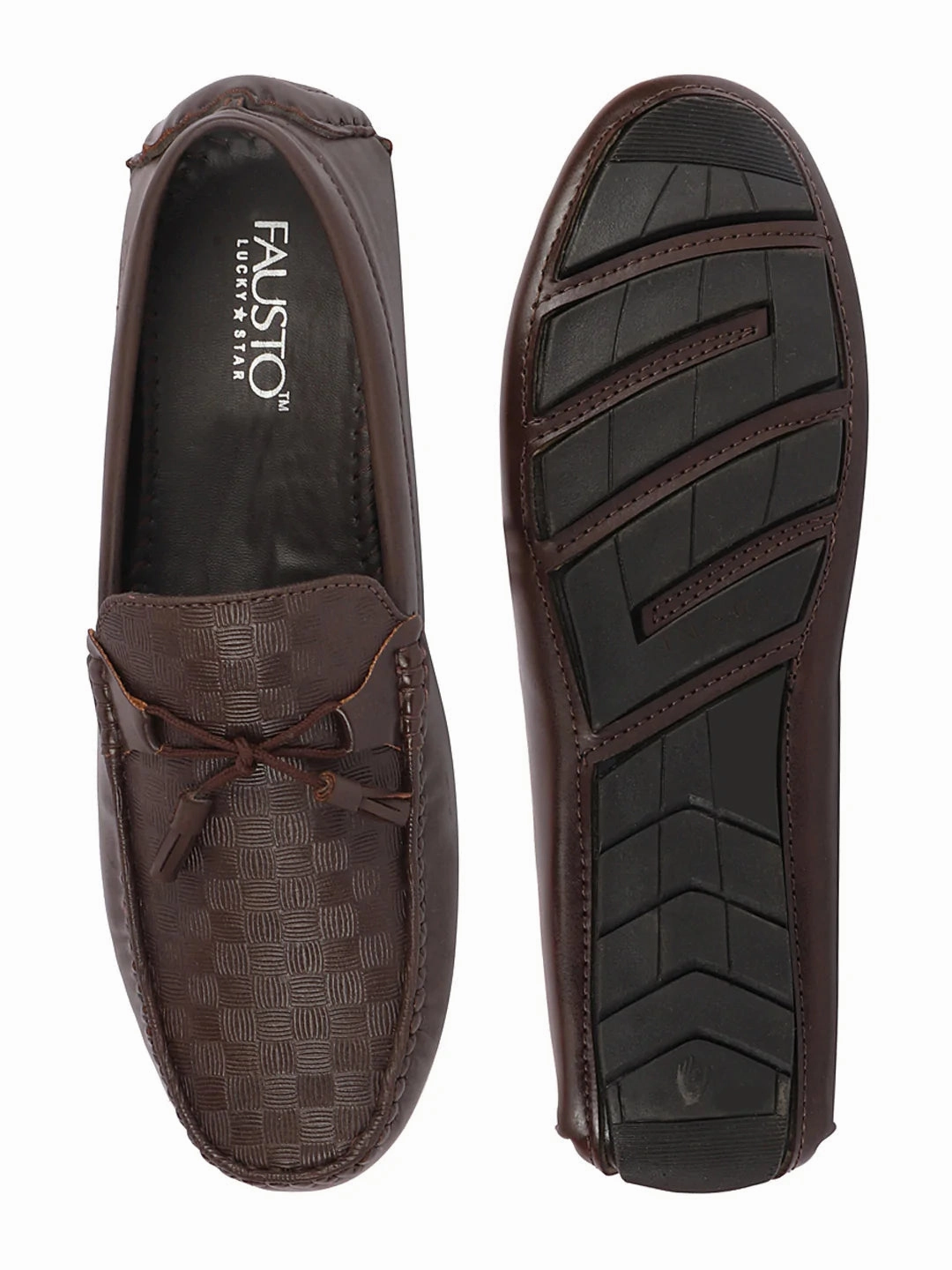 Plain Casual Shoes Men Brown Textured Design Casual Tassel Slip On Driving Loafer and Moccasins