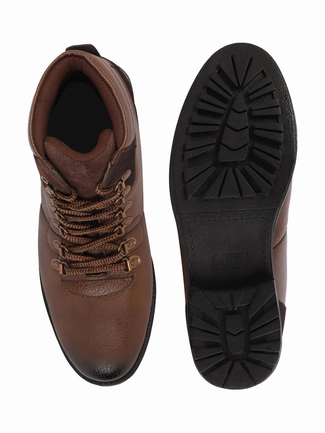 Mqm Hiking Shoes Men Cheeku Genuine Leather 6-Eye Metallic Lace Up Hook Classic High Ankle Boot For Trekking|Biking|Hiking