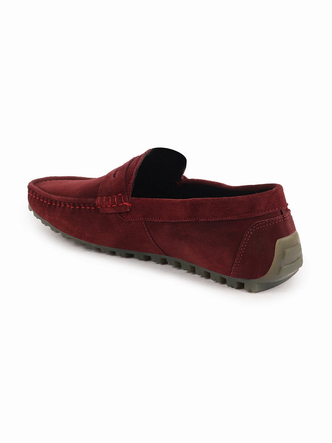 Men Cherry Suede Leather Side Stitched Slip On Driving Loafers and Mocassin Comfy Smart Casual Shoes