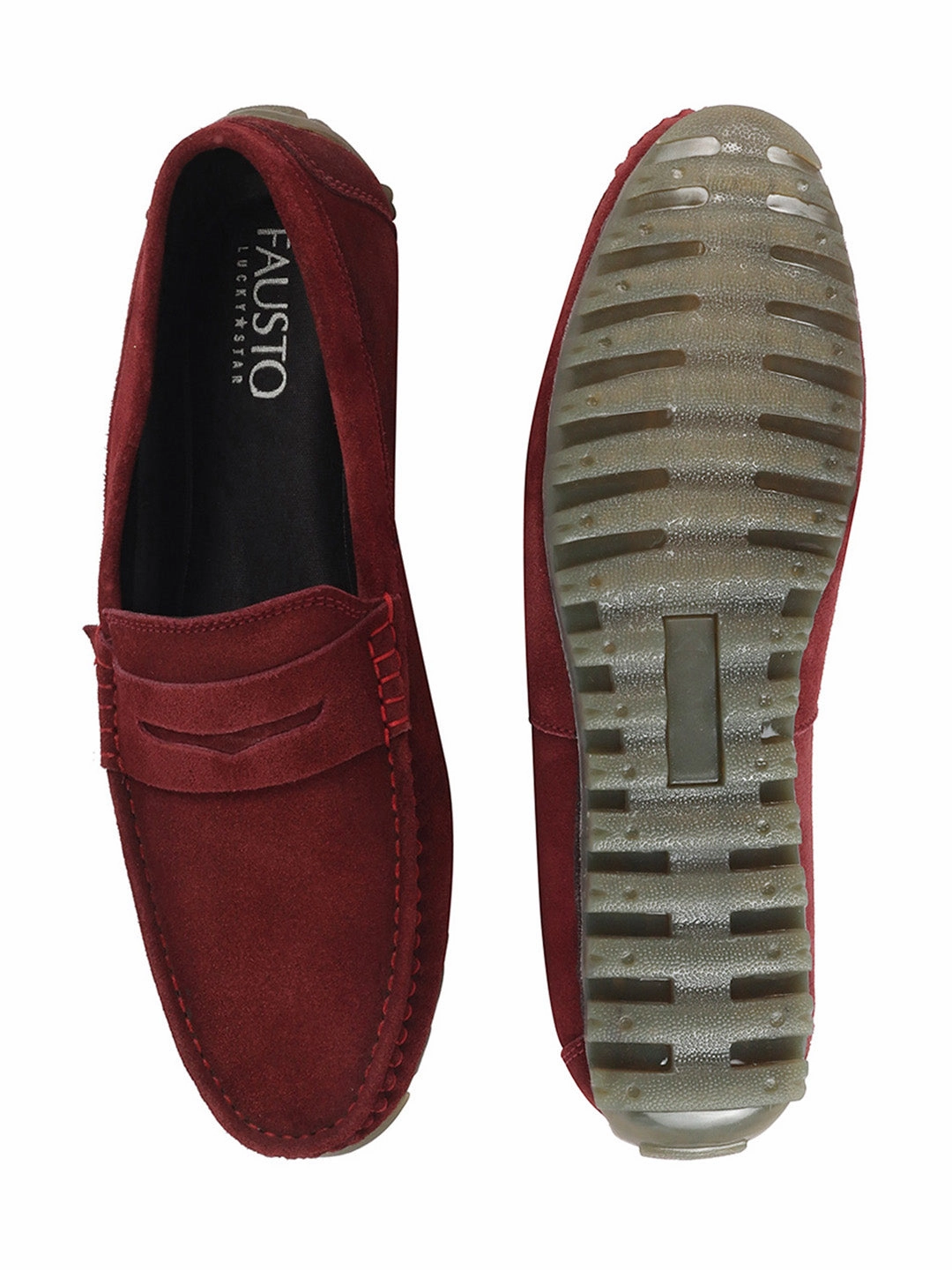 Men Cherry Suede Leather Side Stitched Slip On Driving Loafers and Mocassin Wide Toe Box Business Casual Shoes