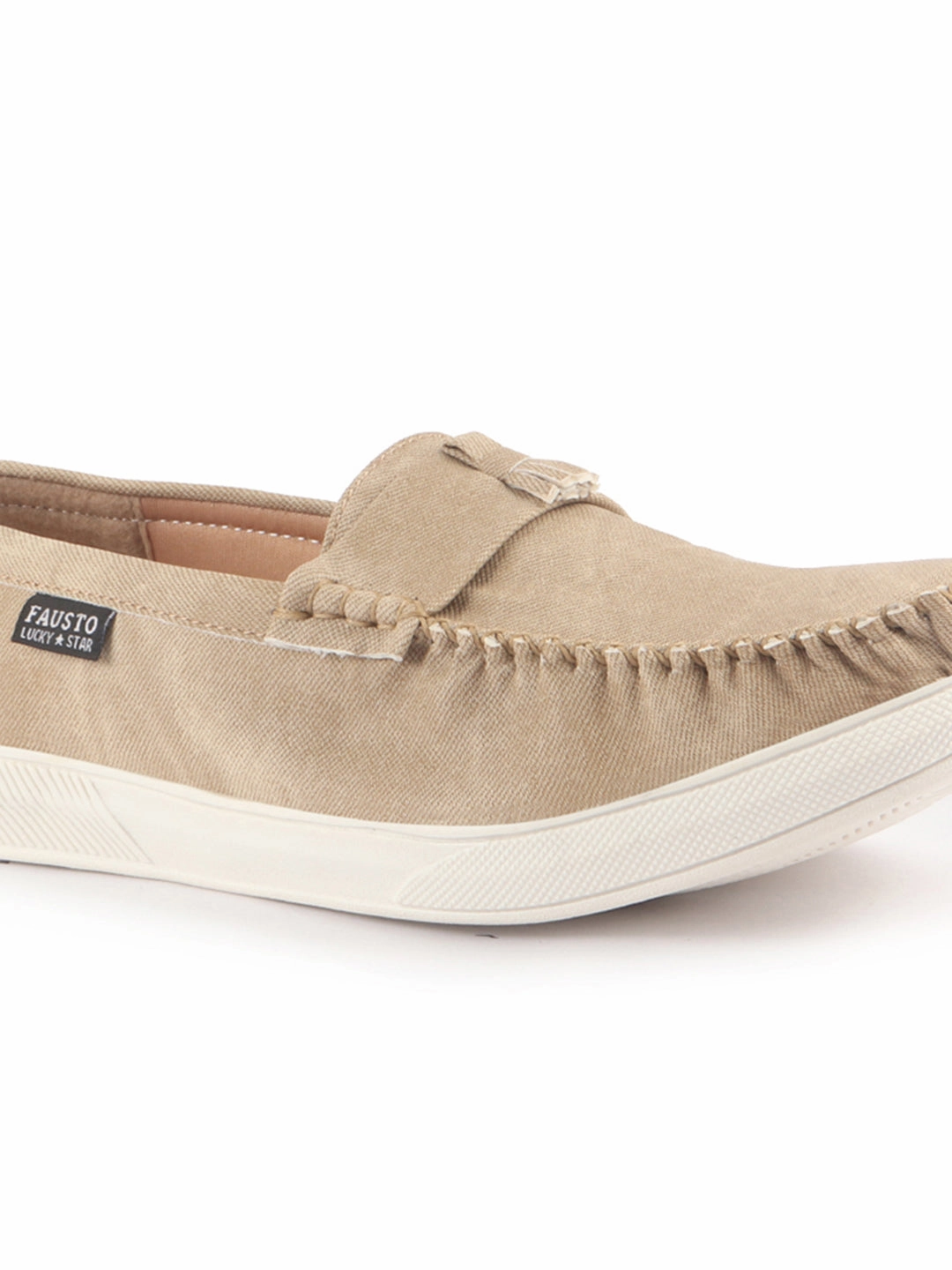 Dingo Shoes Casual Men Cream Denim Stitched Casual Tassel Loafers|Mocassin Slip On Casual Shoes with TPR Sole|All Day Long Comfort