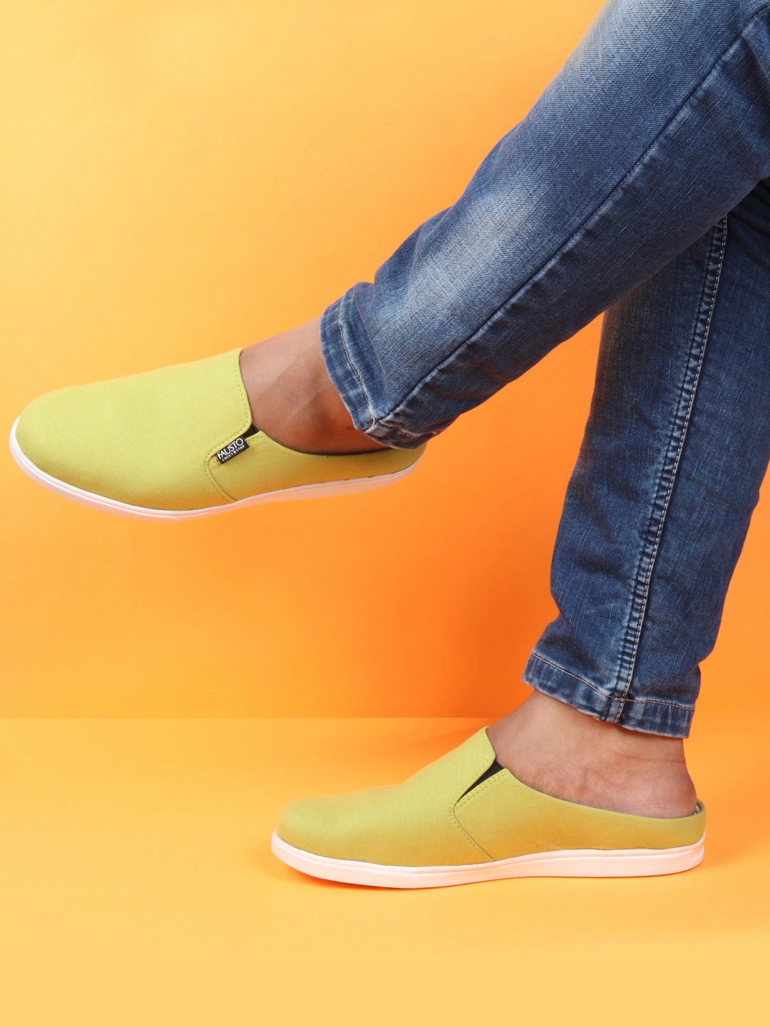 Casual Shoes With Dress Men Green Casual Back Open Canvas Stylish Slip On Shoes