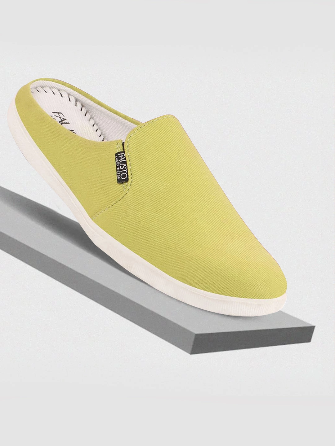 Men Green Casual Back Open Canvas Stylish Slip On Shoes Tan Shoes Casual