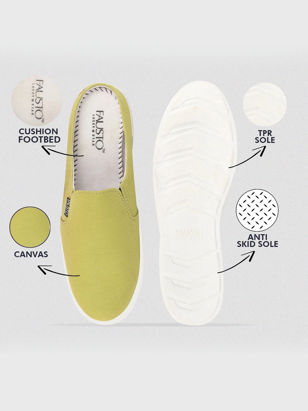 Casual Shoes To Wear In Office Men Green Casual Back Open Canvas Stylish Slip On Shoes