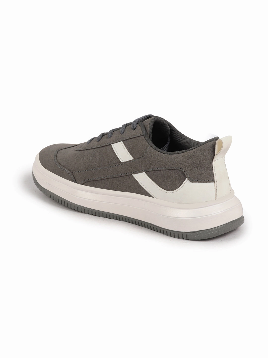 Men Grey Lace Up White Stripped Trendy All Day Comfortable Lightweight Sneakers Casual Shoes Comfortable Casual Dress Shoes