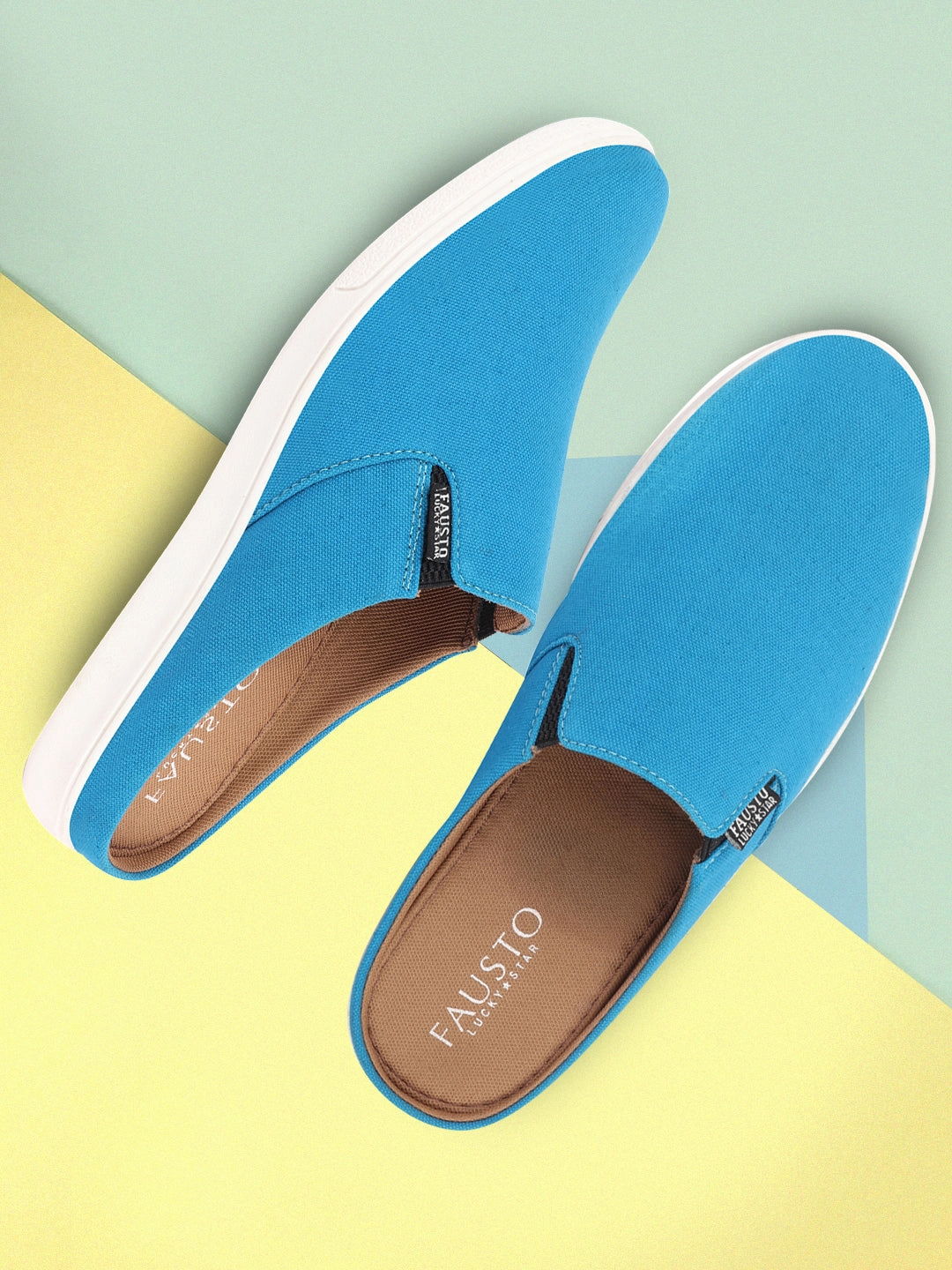 Men Light Blue Casual Back Open Canvas Stylish Slip On Shoes Casual Going Out Shoes