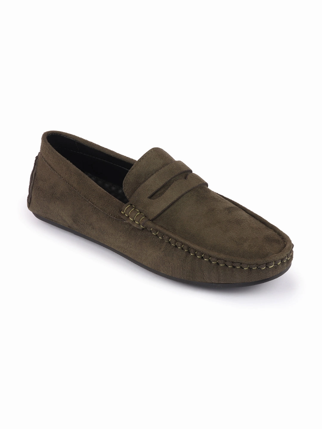 Men Mehandi Suede Leather Side Stitched Driving Loafer and Moccasin Originals Casual Shoes