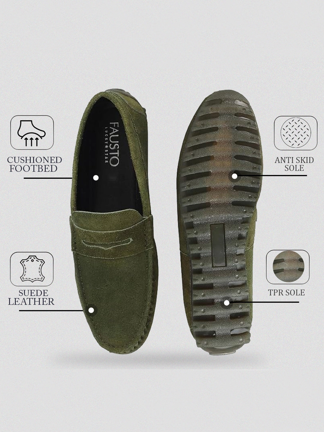 Originals Ozweego Casual Shoes Men Mehandi Suede Leather Side Stitched Slip On Driving Loafers and Mocassin